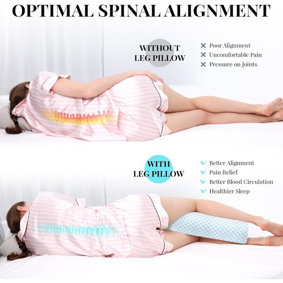 Side Sleepers Pillow Memory Foam Half Moon Bolster Neck Relief 23.6" x 8.7" x 5" - Picture 2 of 9